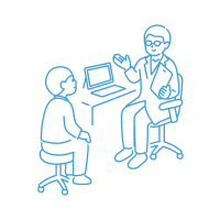 医者に診察を受ける男性